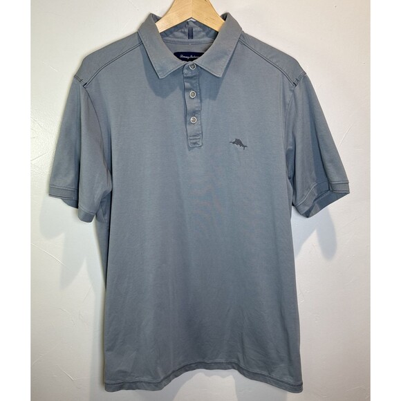 Tommy Bahama Island Zone Short Sleeve Shirt Men's Size Medium Gray Blue - Picture 1 of 12